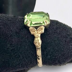 Antique Clark & Coombs Green Stone Art Nouveau Ring 10K Gold Filled Size 6.5